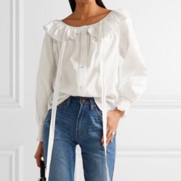 Marc Jacobs Tops - MARC JACOBS Ruffle Neck Tie Cotton  Blouse size 6